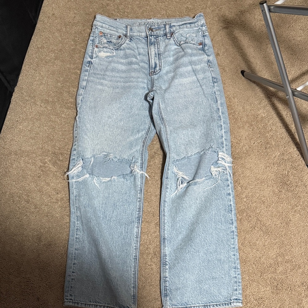 American Eagle Outfitters Light Blue Straight Leg Jeans Size 4 short